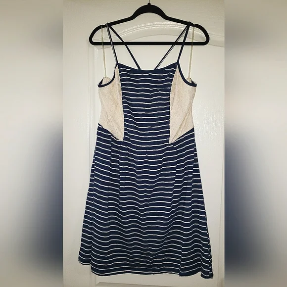 Maurices Blue/White Striped Dress w Side/Back Lace Detail XXL NWT Maurices Blue/White Striped Dress w Side/Back Lace Detail XXL NWT